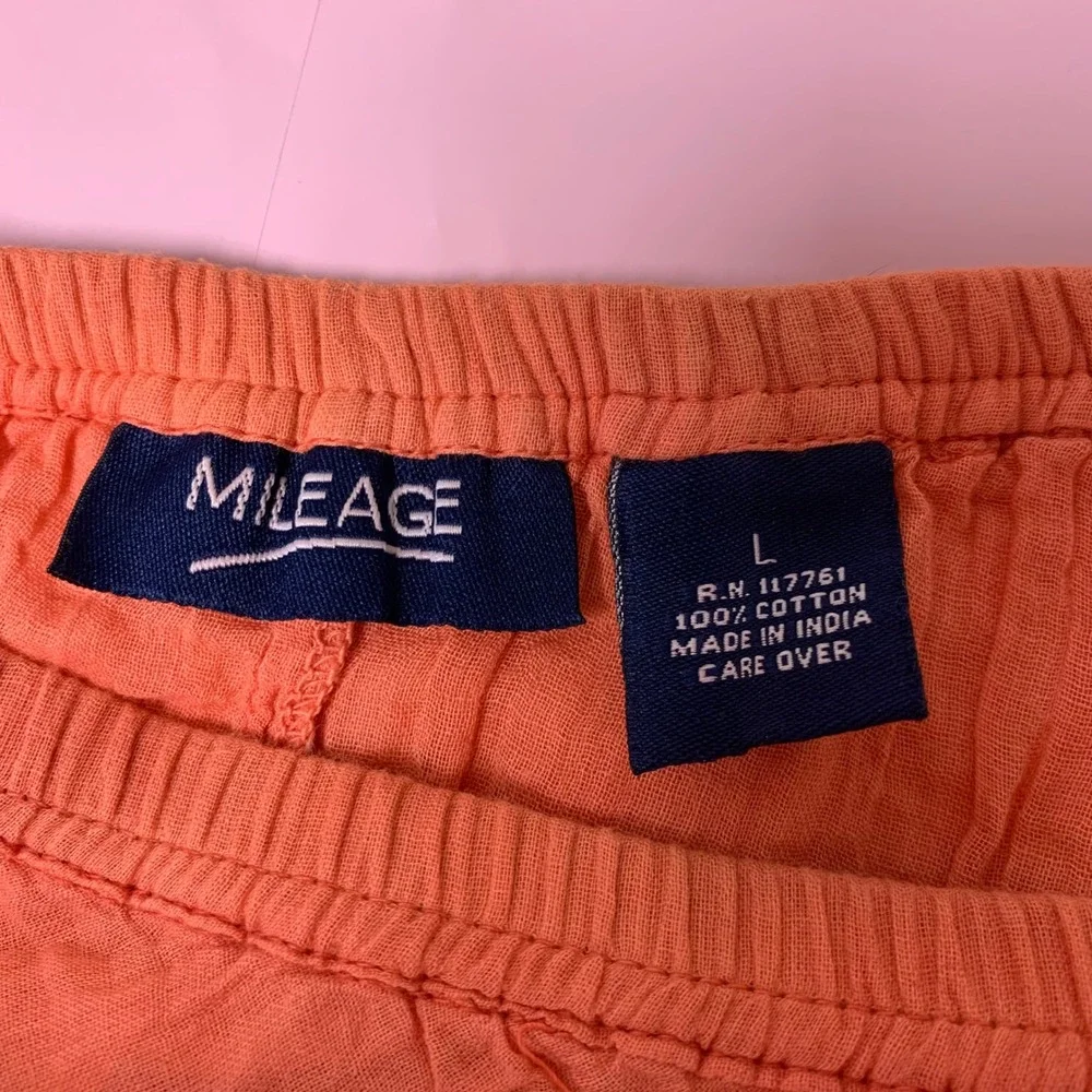 Mileage Tiered Maxi Skirt Womens Large Coral Orange Ombre Cotton Boho Ruffle